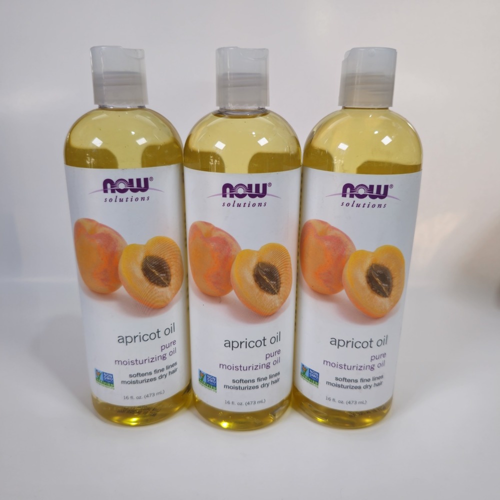 3 Pack NOW Solutions Apricot Oil 16 fl oz Pure Moisturizing Oil New Use By 2028